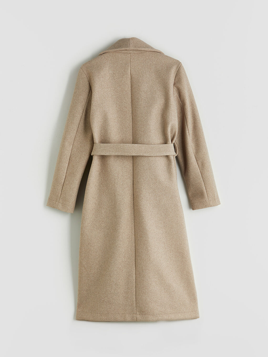 Bej Ceket Yaka Kadın Kaşe Kaban-6