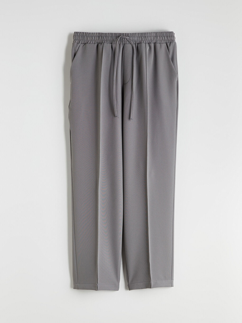 Gri Beli Lastikli Poplin Kadın Pantolon-4