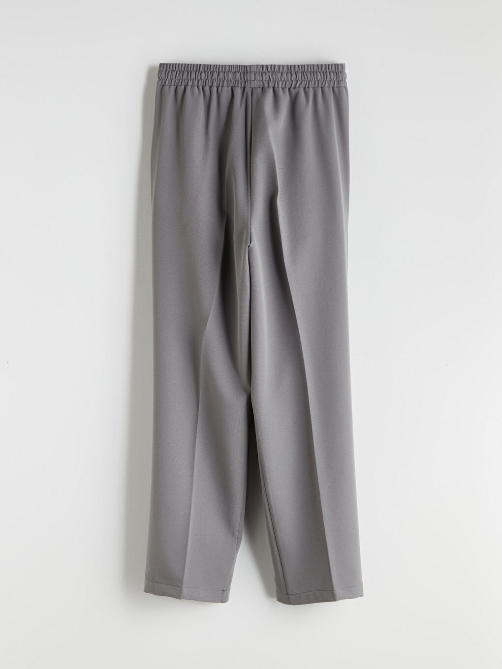 Gri Beli Lastikli Poplin Kadın Pantolon-5