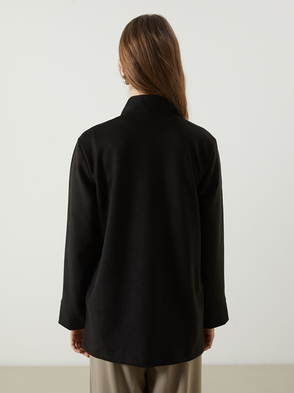 Siyah Kadın Süet Görünümlü Ceket-3