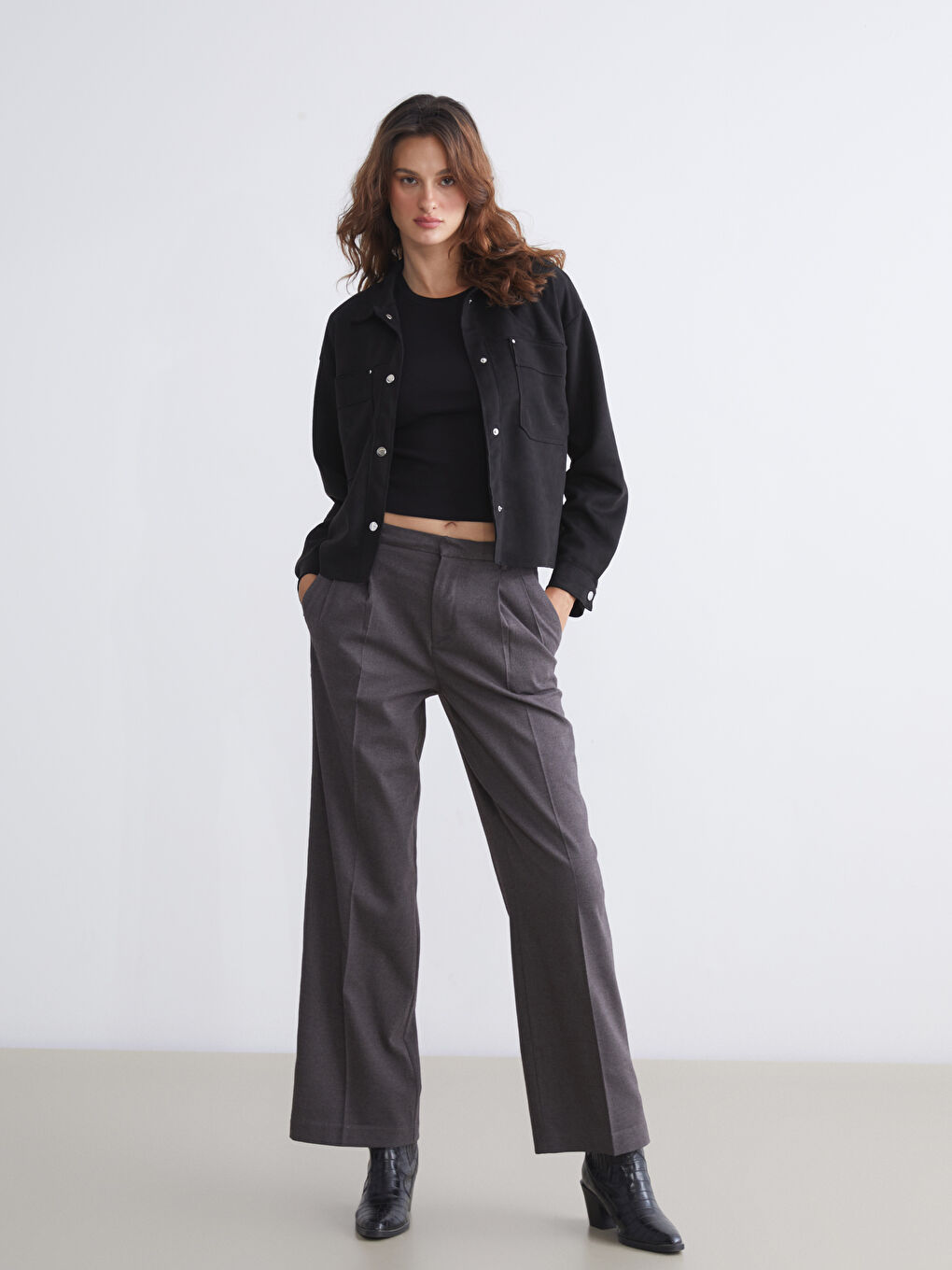 Women's Faux Suede Shirt Jacket-1