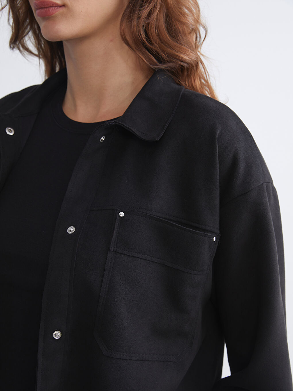 Women's Faux Suede Shirt Jacket-2