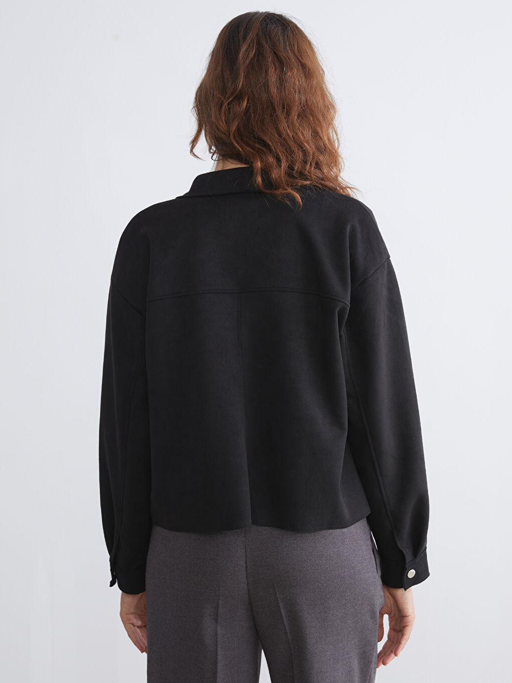 Women's Faux Suede Shirt Jacket-3