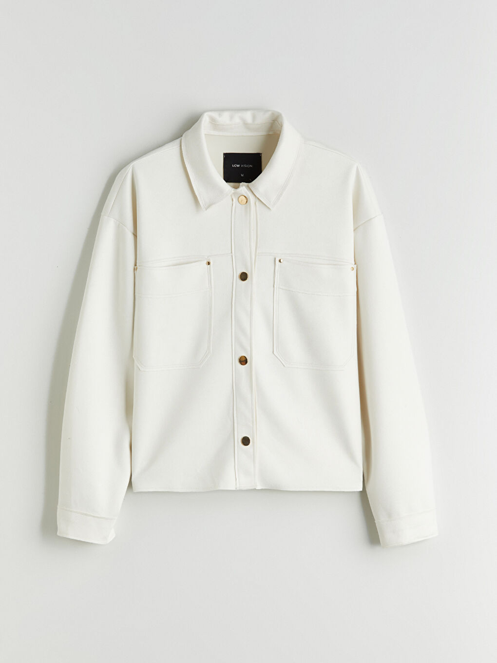 Ekru Kadın Süet Görünümlü Gömlek Ceket-4