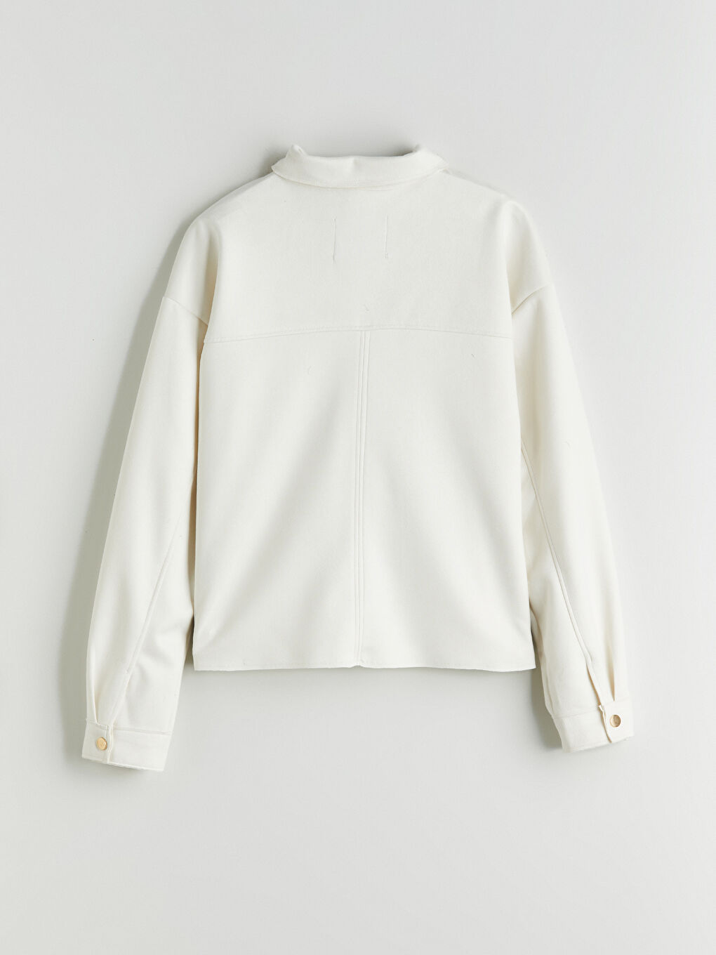 Ekru Kadın Süet Görünümlü Gömlek Ceket-5