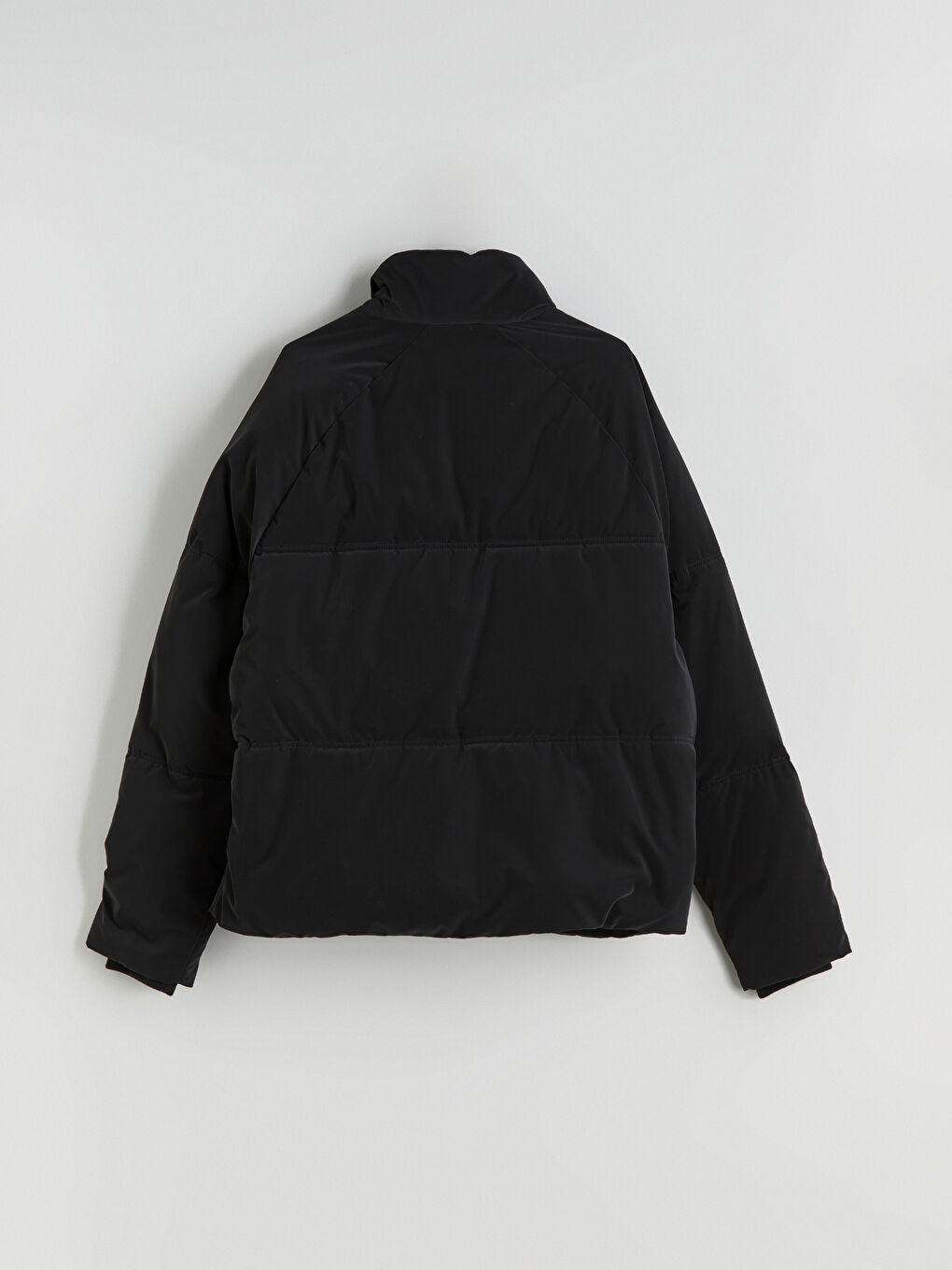 Siyah Rahat Kalıp Dik Yaka Erkek Şişme Mont-7