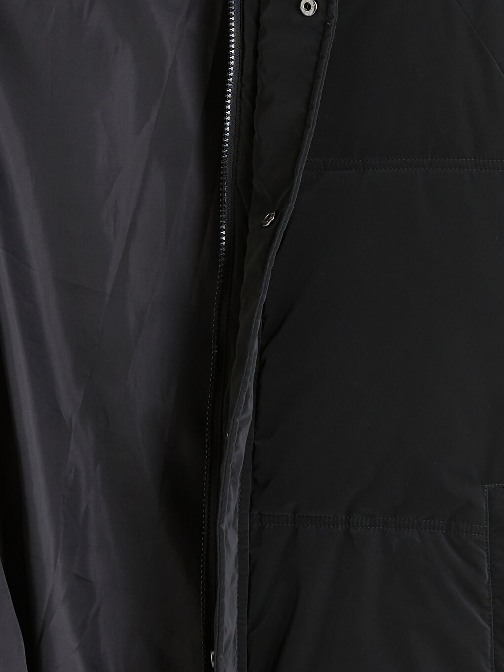 Ерлерге арналған еркін пішімді капюшонды пуховик пальто-6