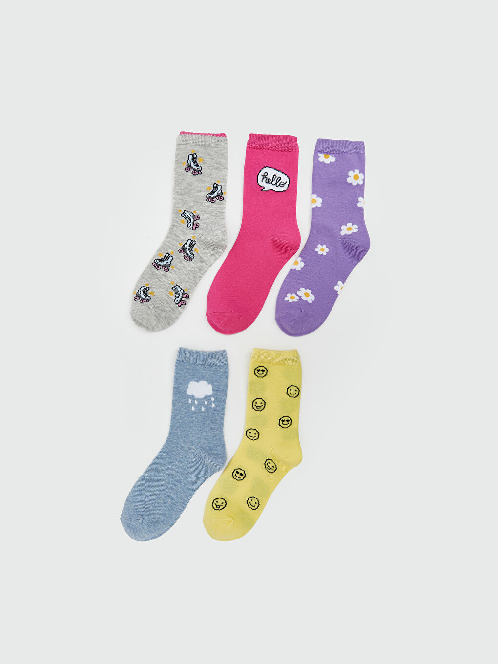 Patterned Girls' Ankle Socks 5 Pack