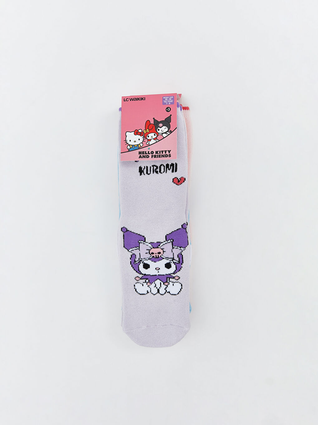 Hello Kitty Patterned Girls' Terry Cloth Ankle Socks 3-Pack-1