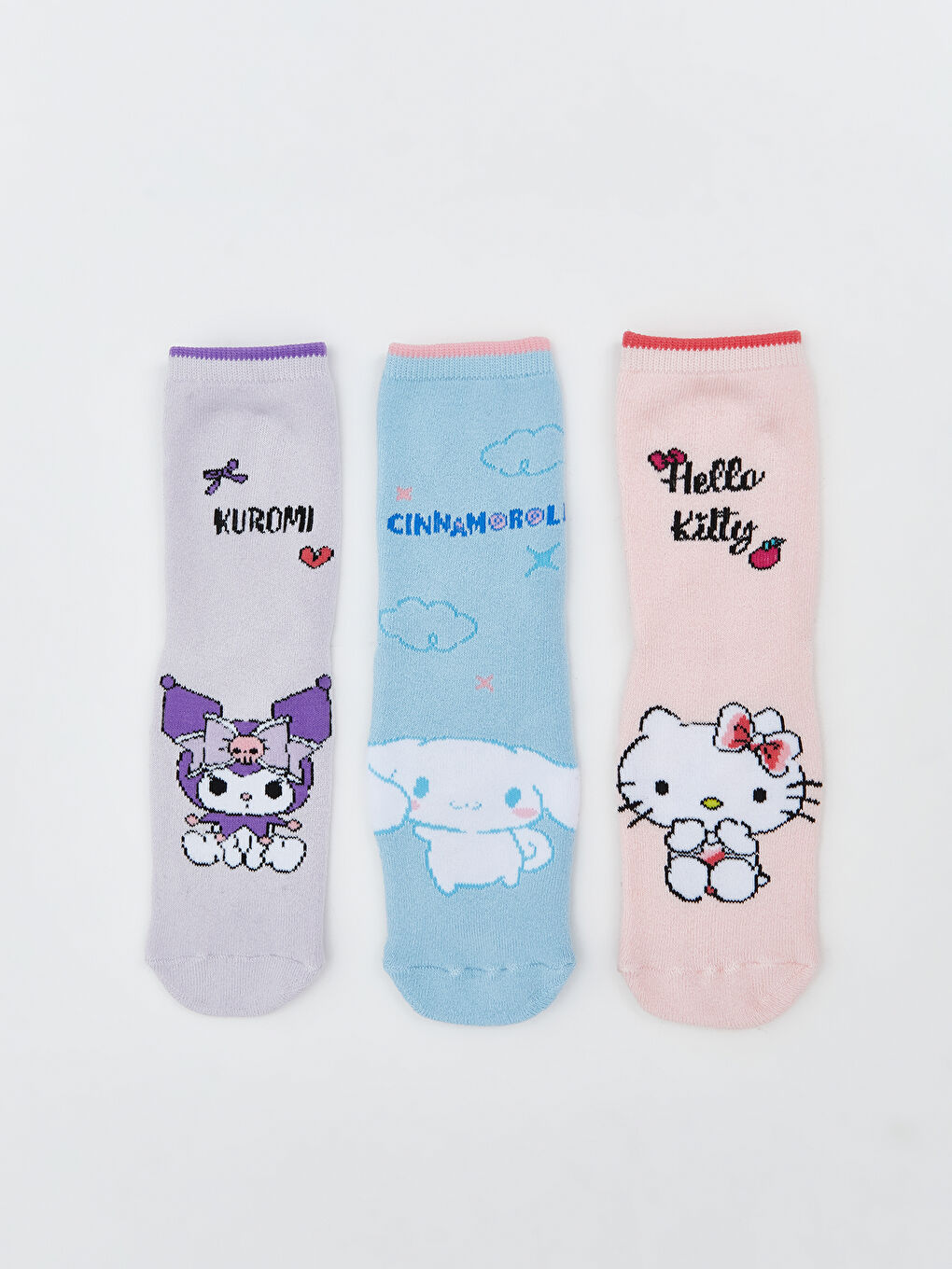 Hello Kitty Patterned Girls' Terry Cloth Ankle Socks 3-Pack