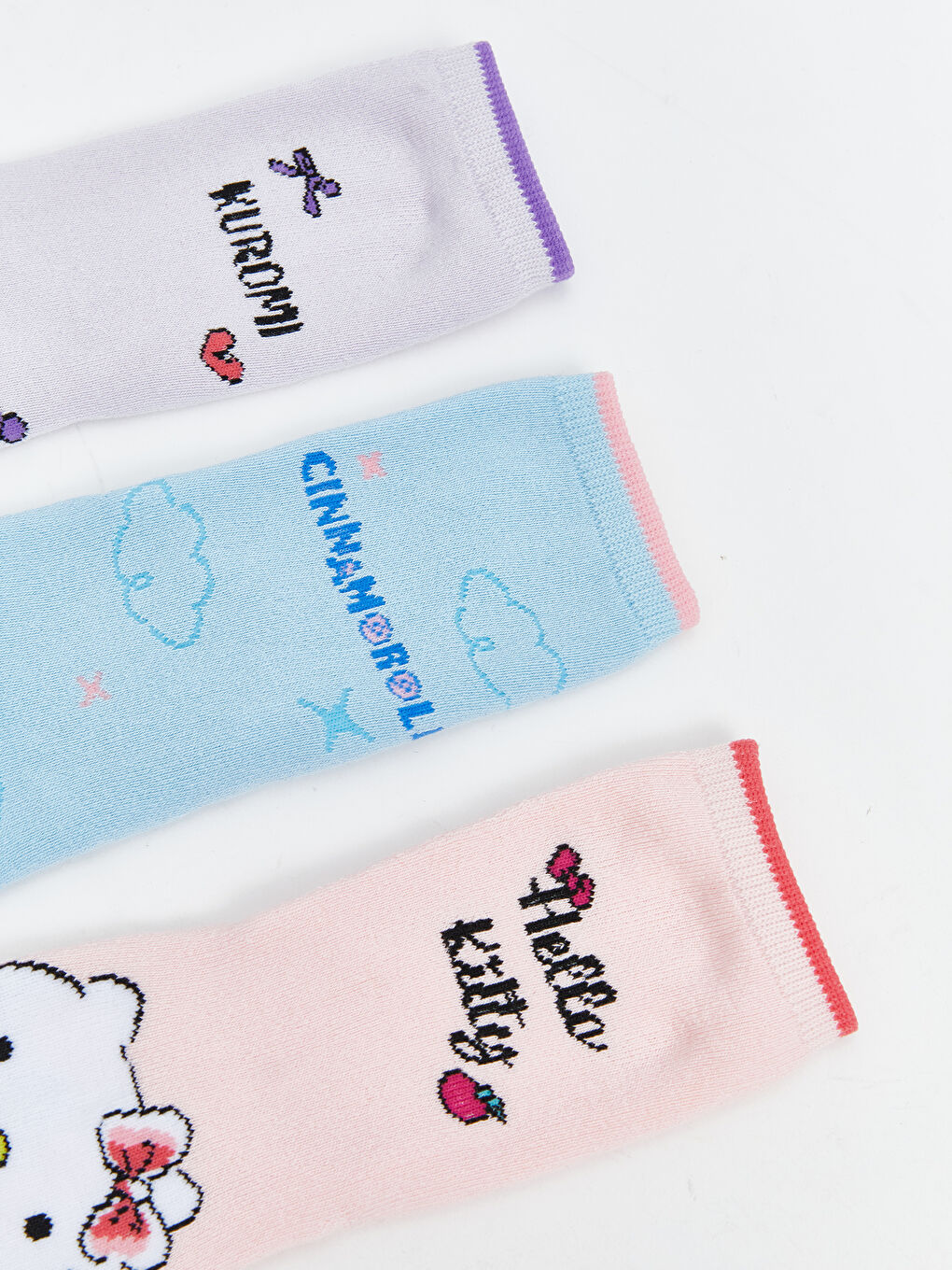 Hello Kitty Patterned Girls' Terry Cloth Ankle Socks 3-Pack-2