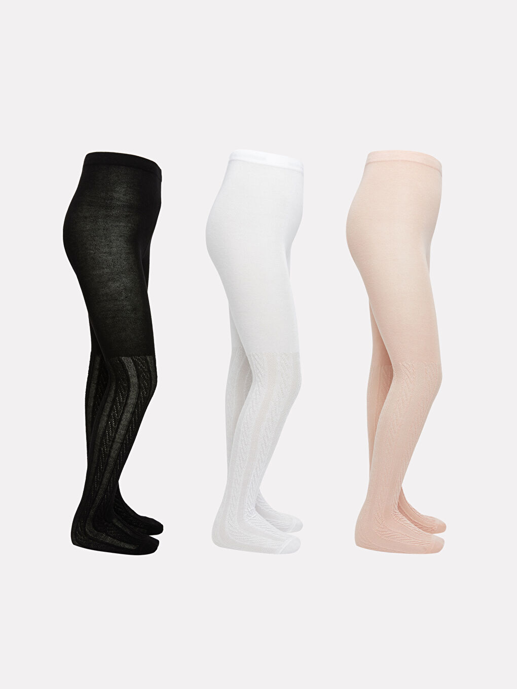 Pembe Desenli Kız Çocuk Külotlu Çorap 3'lü