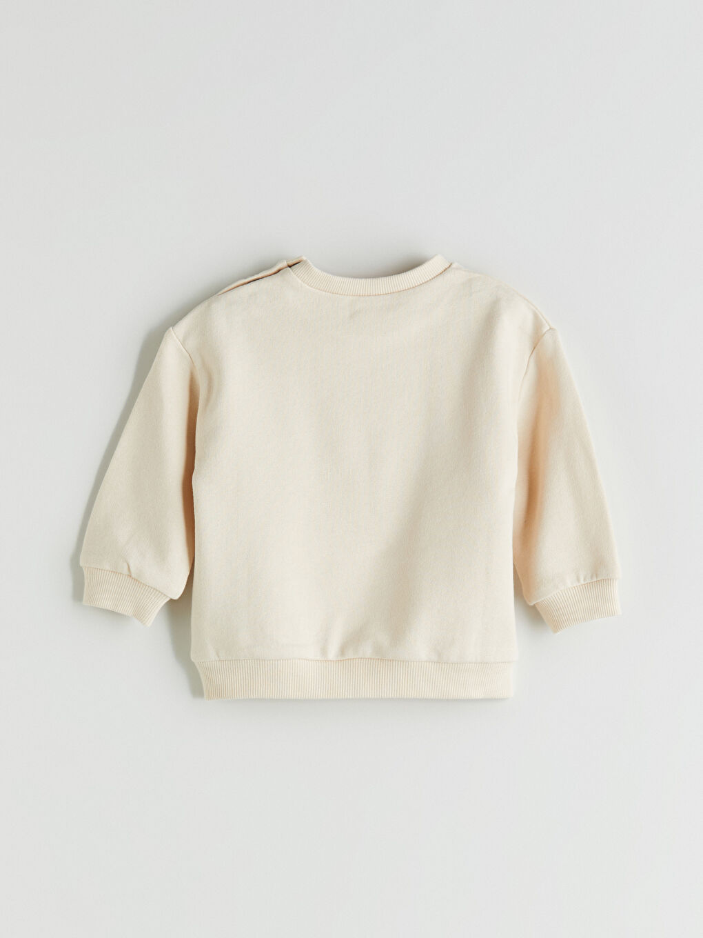 Bej Yakası Çıtçıtlı Erkek Bebek Baskılı Sweatshirt-1