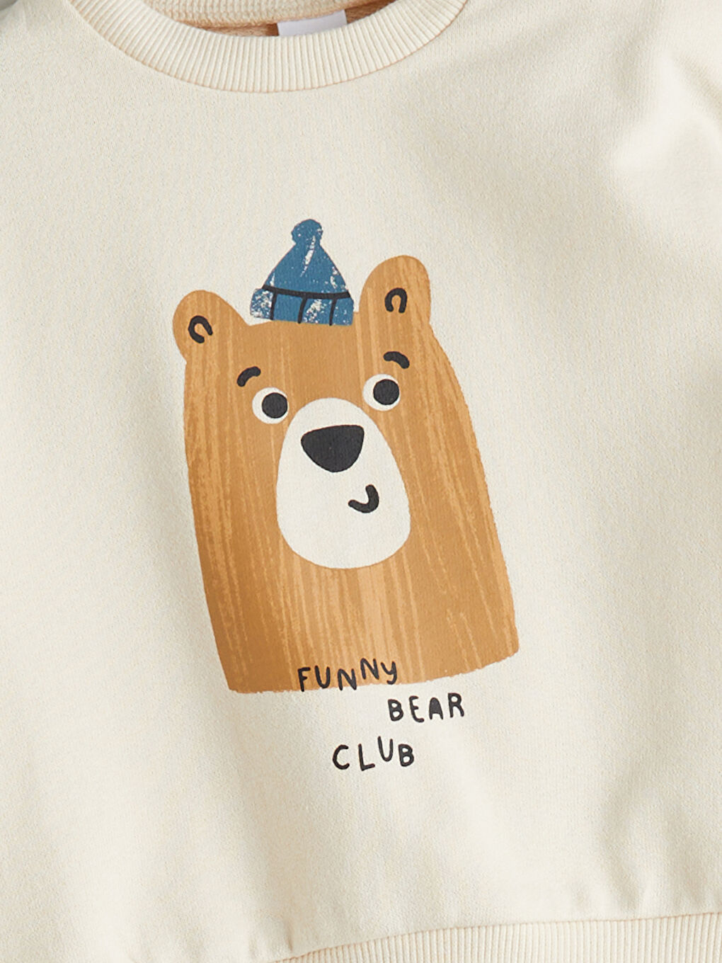 Bej Yakası Çıtçıtlı Erkek Bebek Baskılı Sweatshirt-2