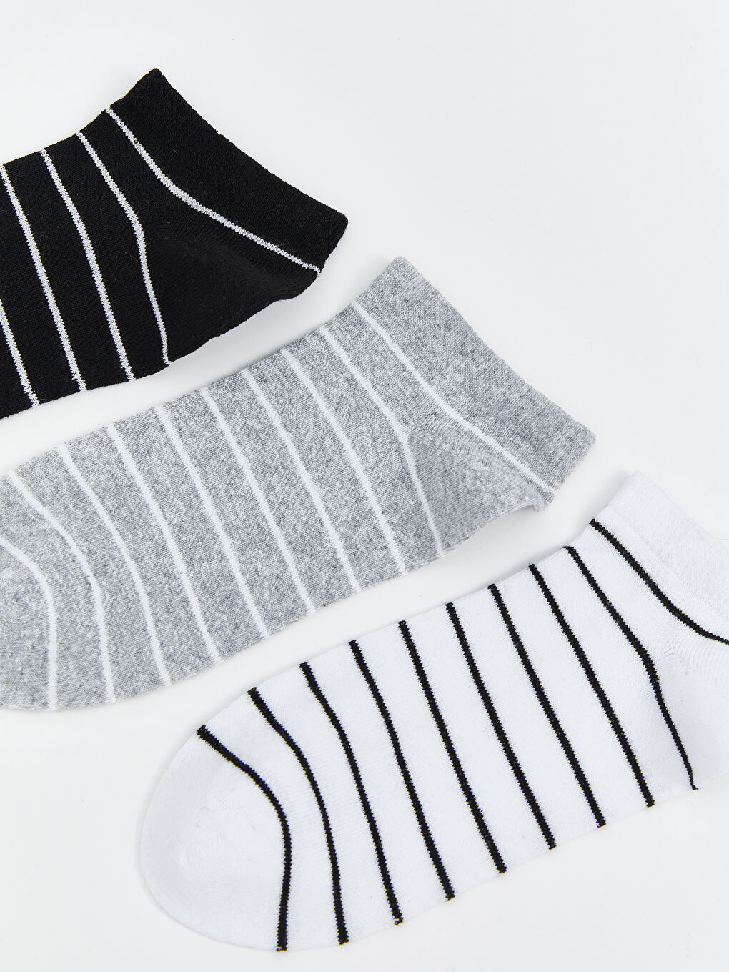 Siyah Çizgili Kadın Patik Çorap 3'lü-1