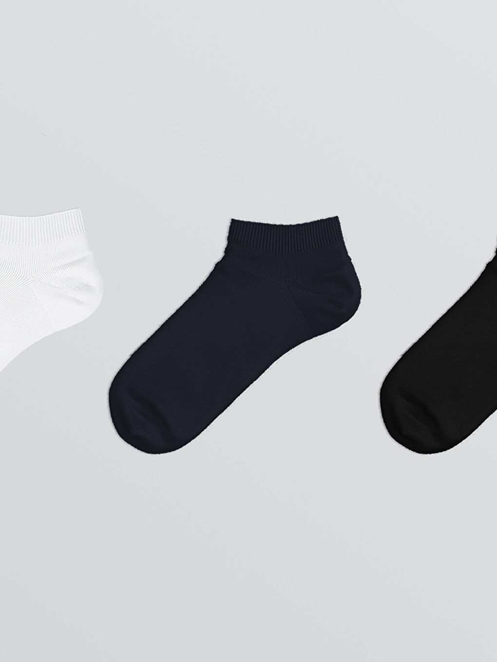 Beyaz Kadın Düz Patik Çorap-1