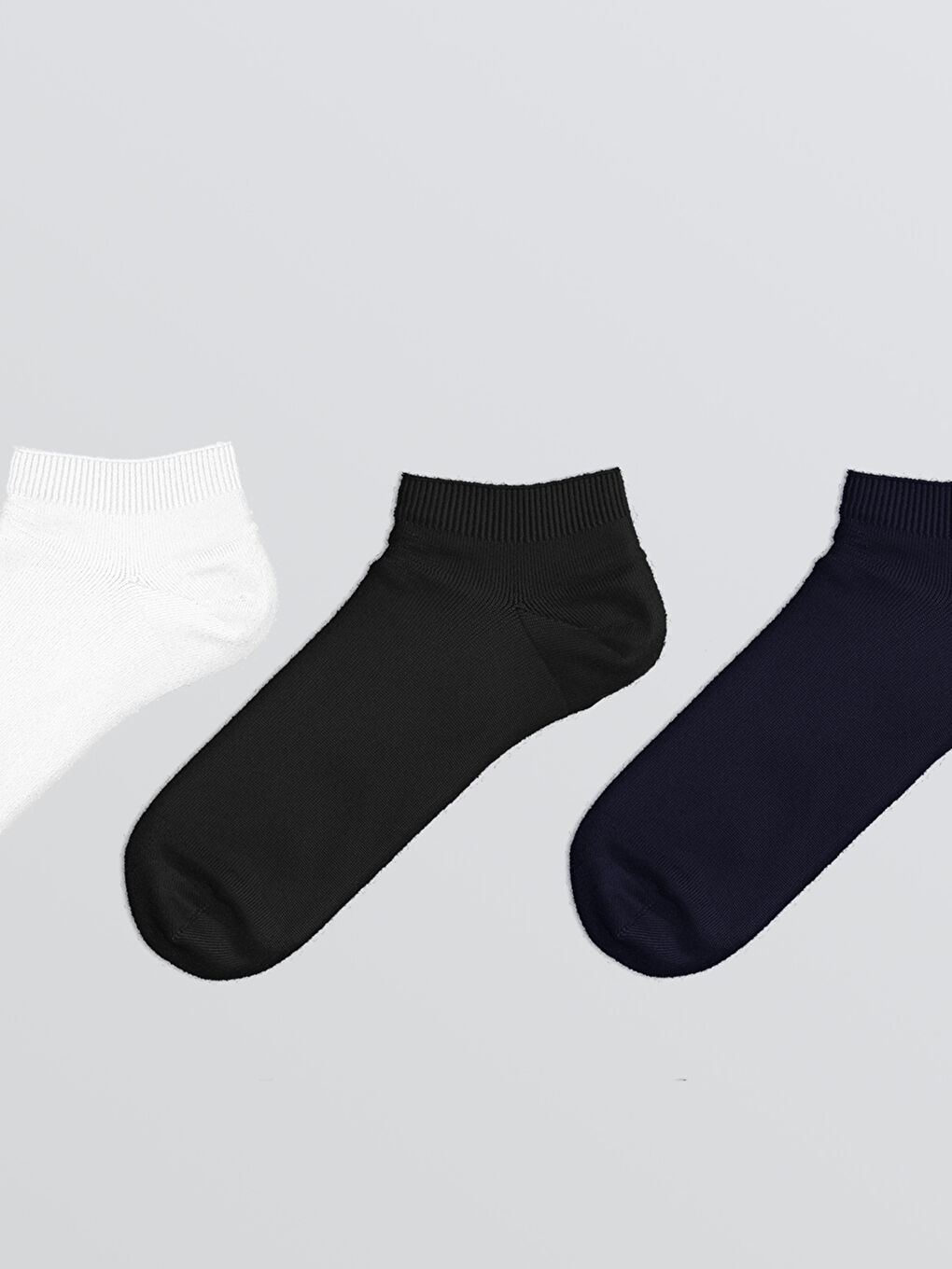 Beyaz Erkek Patik Çorap 3'lü-1