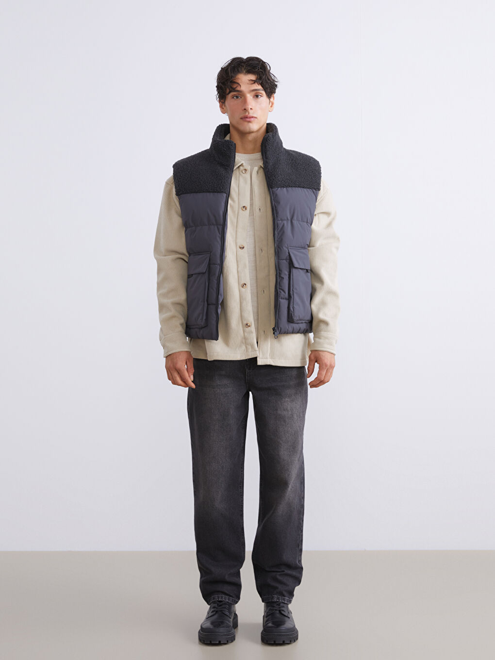 Muškarac SIVA Napuhani deblji prsluk-1