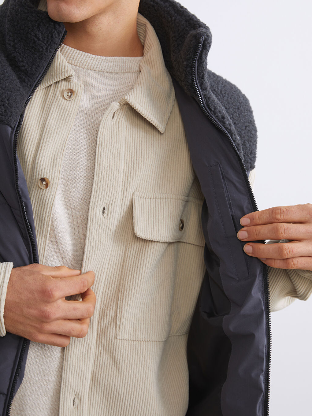 Muškarac SIVA Napuhani deblji prsluk-3