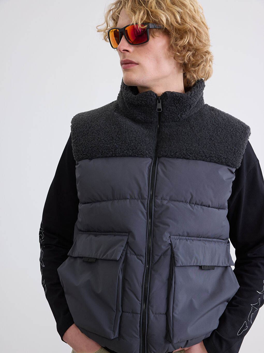 Men's Padded Vest with Stand Collar in a Regular Fit