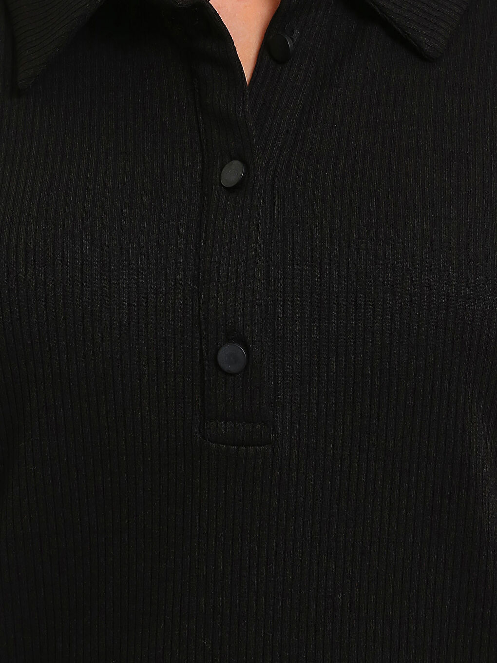 Polo Neck Textured Women's T-Shirt-2