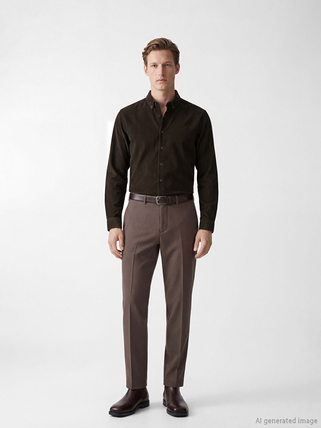 Мужская слим фит бархатная рубашка-1