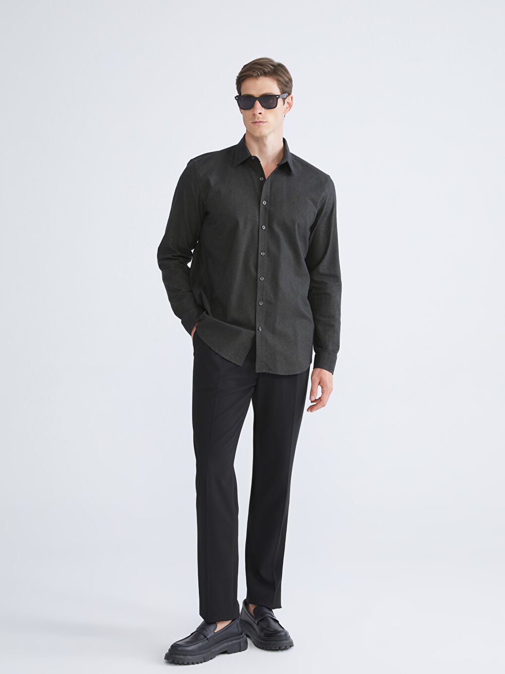 SOUTHBLUE Slim Fit Long Sleeve Men's Shirt -W5CO97Z8-CRR
