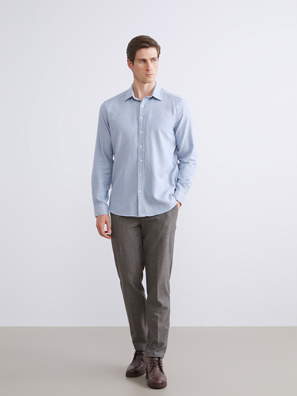 Mavi Slim Fit Uzun Kollu Erkek Gömlek-1