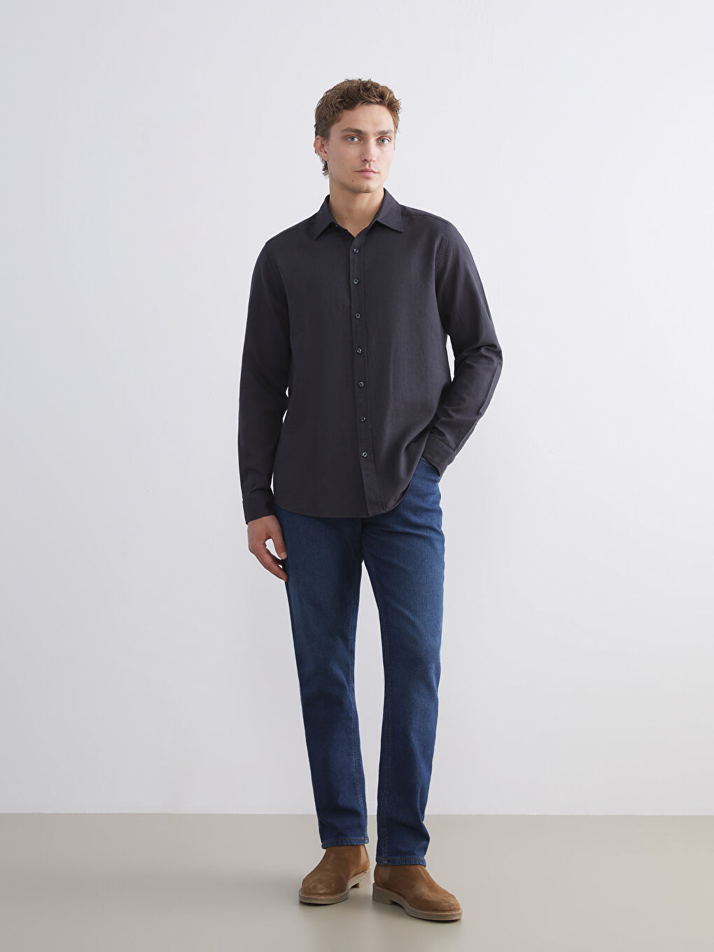 Slim Fit Long Sleeve Men's Shirt-1