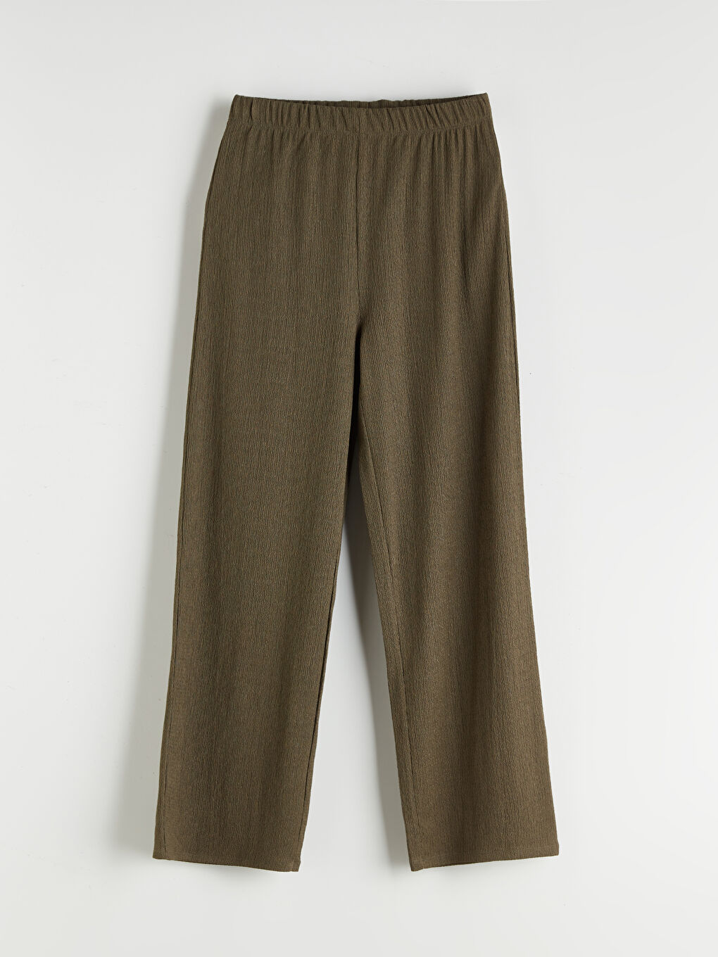 Pantalon Texturé à Taille Élastiquée pour Femmes