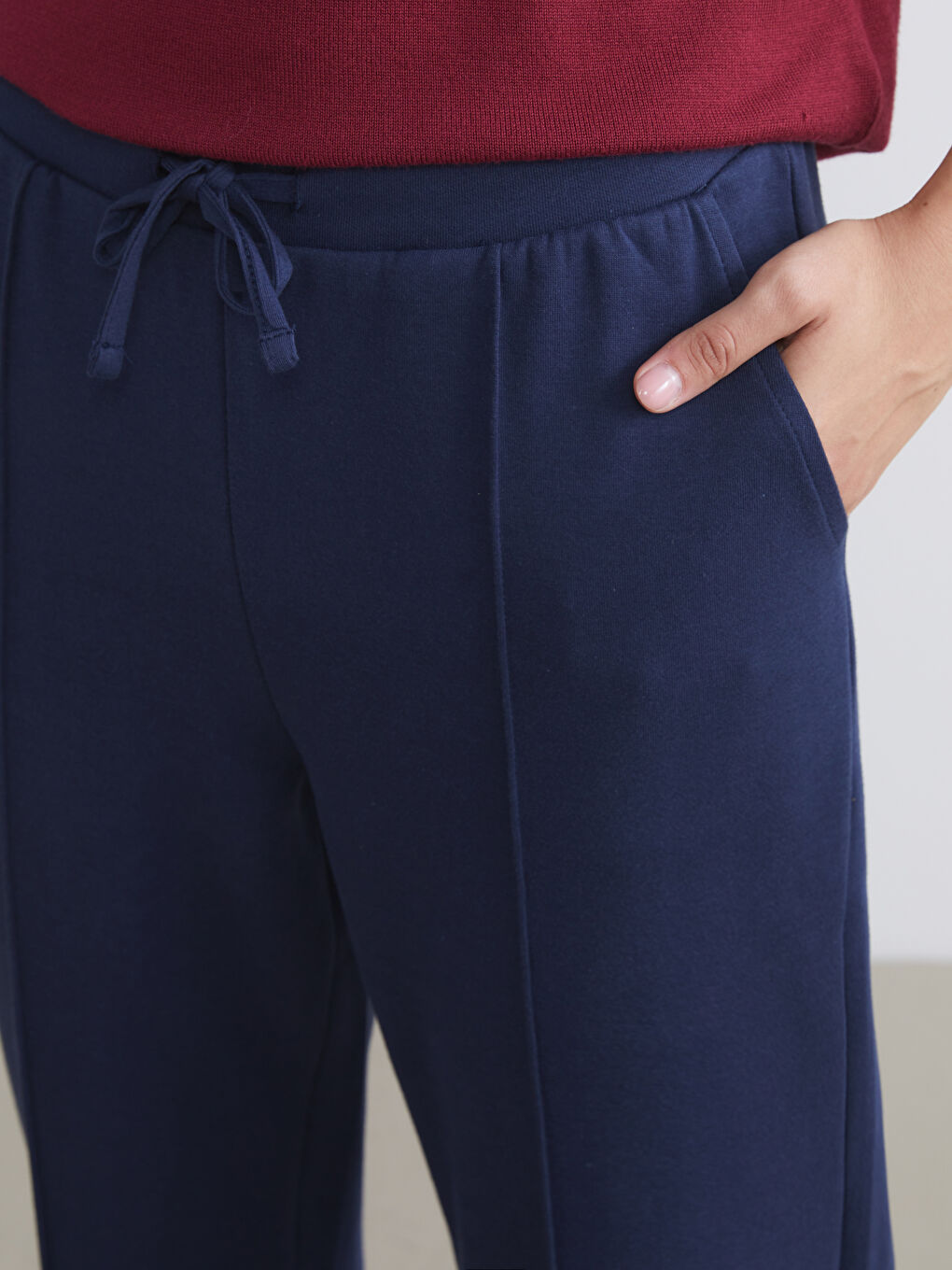 Lacivert Beli Lastikli Kadın Eşofman Altı-5