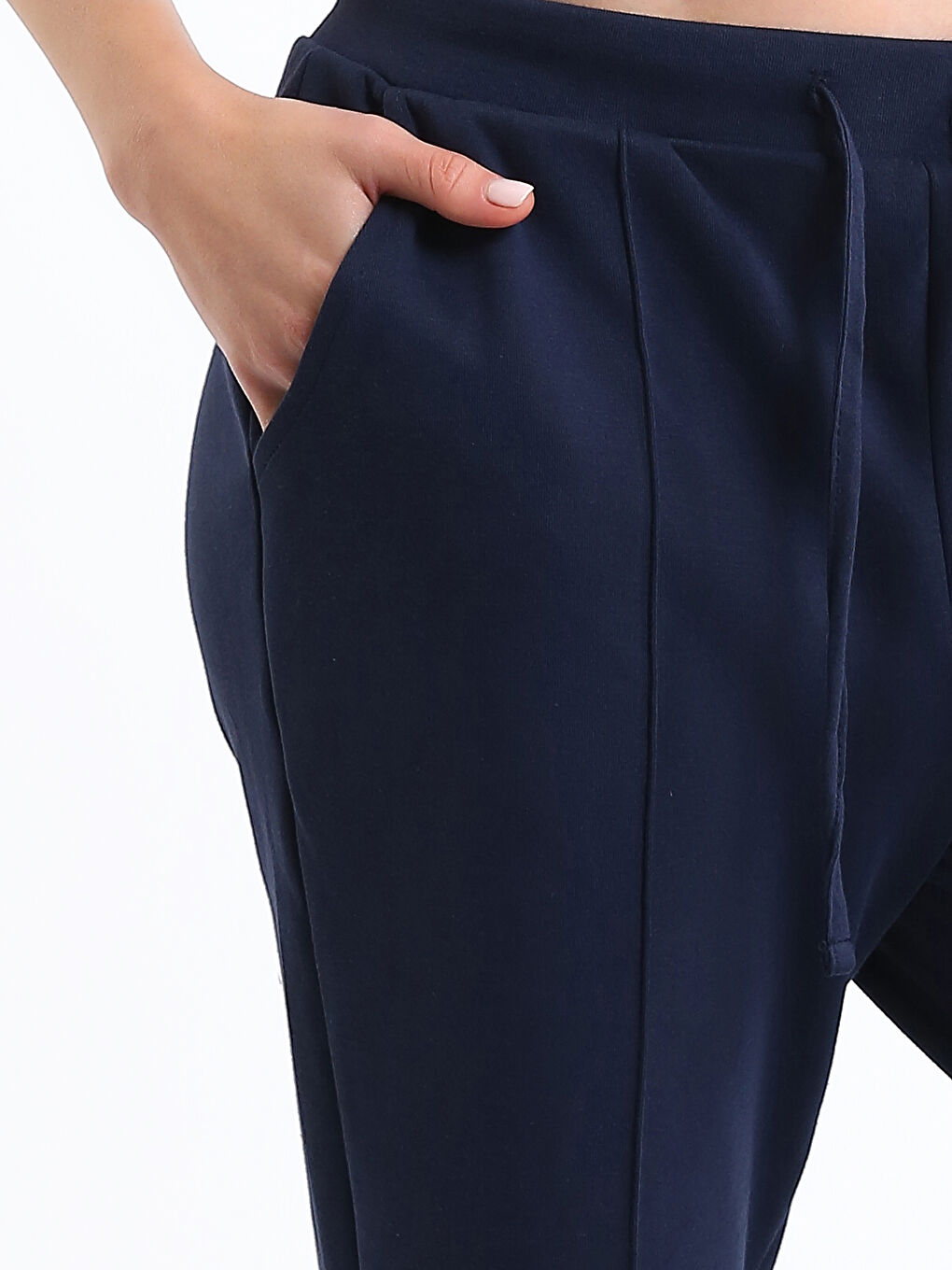 Lacivert Beli Lastikli Kadın Eşofman Altı-4