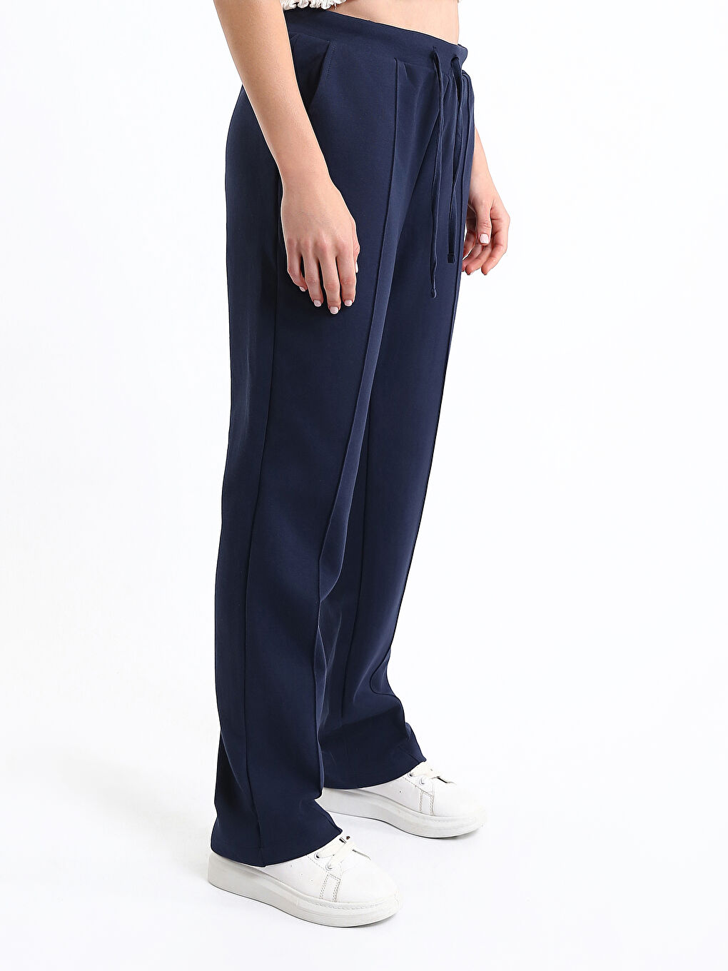 Lacivert Beli Lastikli Kadın Eşofman Altı-6