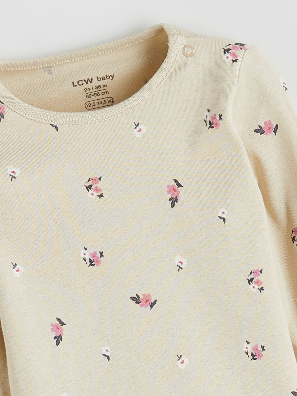 Bej Bisiklet Yaka Kız Bebek Çıtçıtlı Body 2'li-2