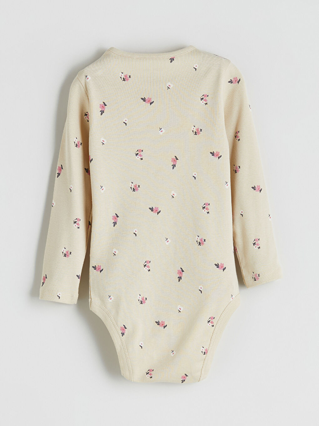 Bej Bisiklet Yaka Kız Bebek Çıtçıtlı Body 2'li-3