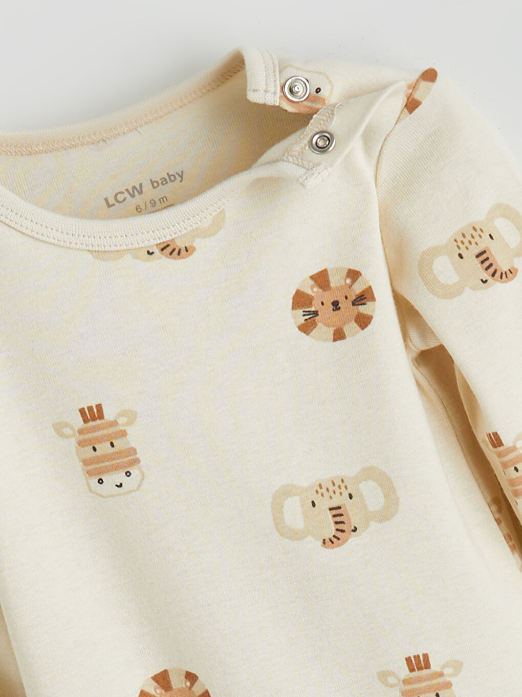 Bej Baskılı Erkek Bebek Çıtçıtlı Body 2'li-5