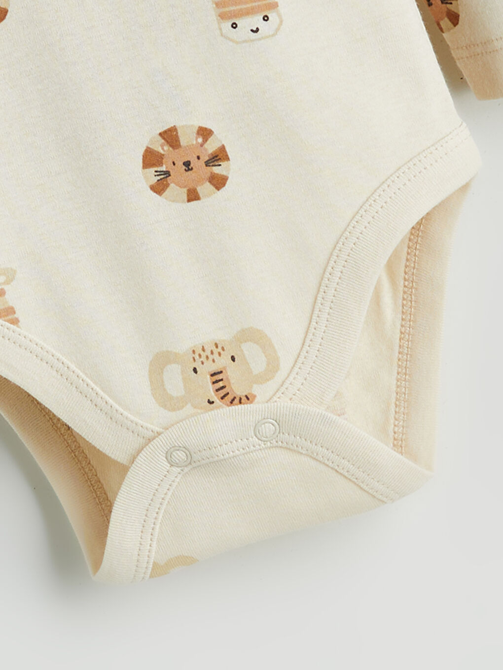 Bej Baskılı Erkek Bebek Çıtçıtlı Body 2'li-6