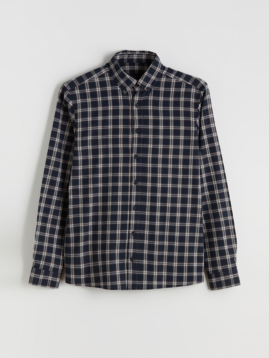 Lacivert Regular Fit Uzun Kollu Ekose Erkek Oduncu Gömlek-4