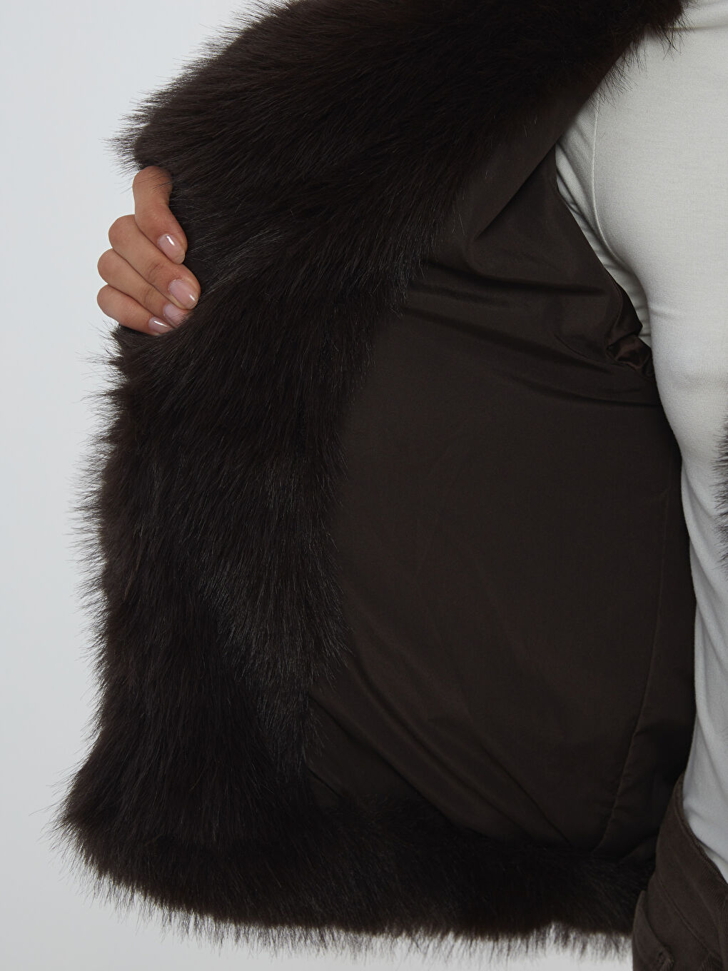 Jacket Neck Women's Fur Coat-3