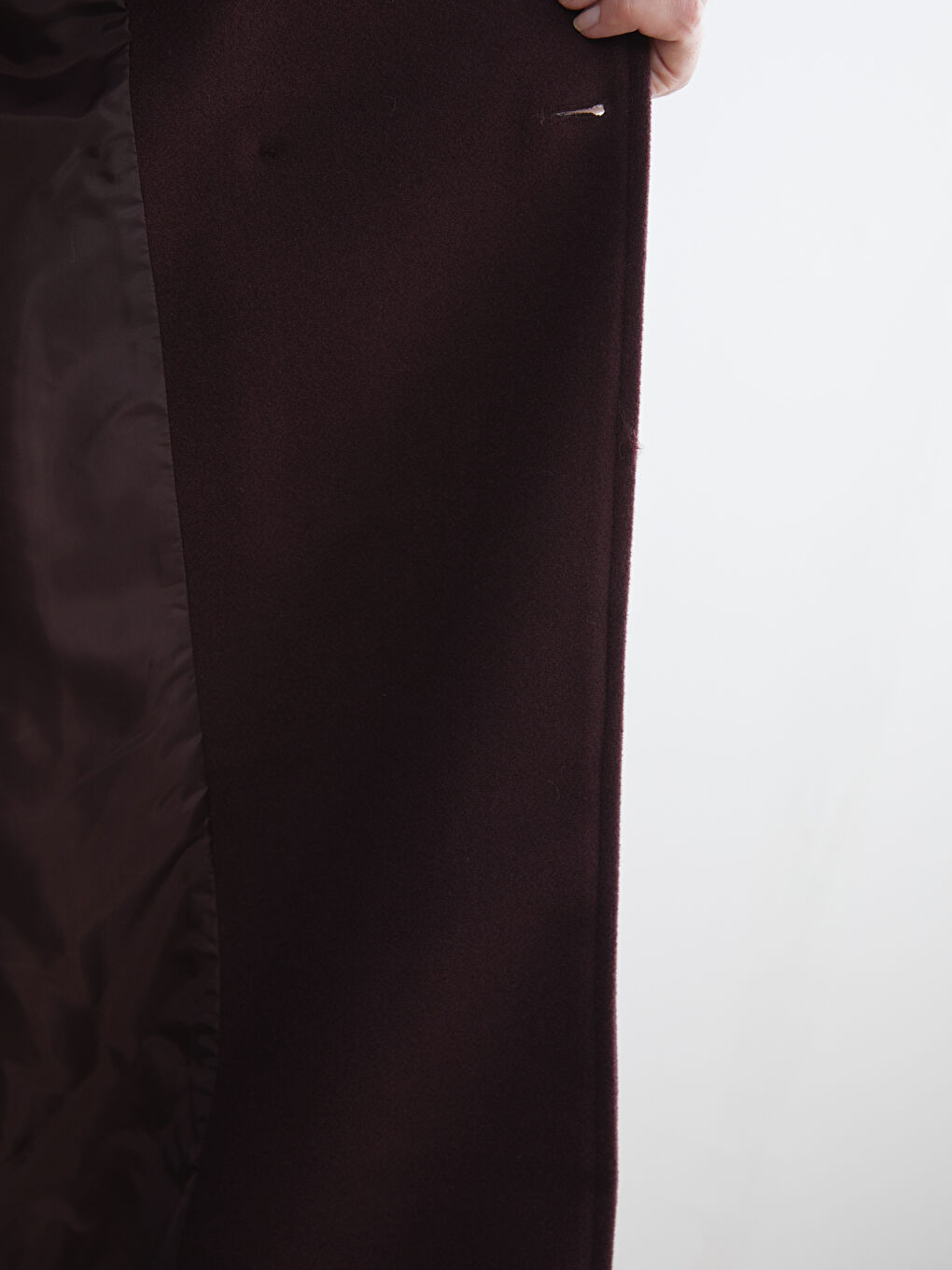 Mürdüm Kruvaze Yaka Kadın Kaşe Kaban-3