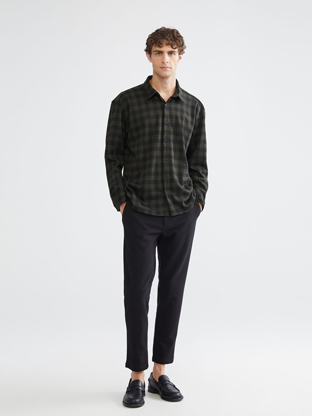 Regular Fit Long Sleeve Plaid Men's Shirt-1