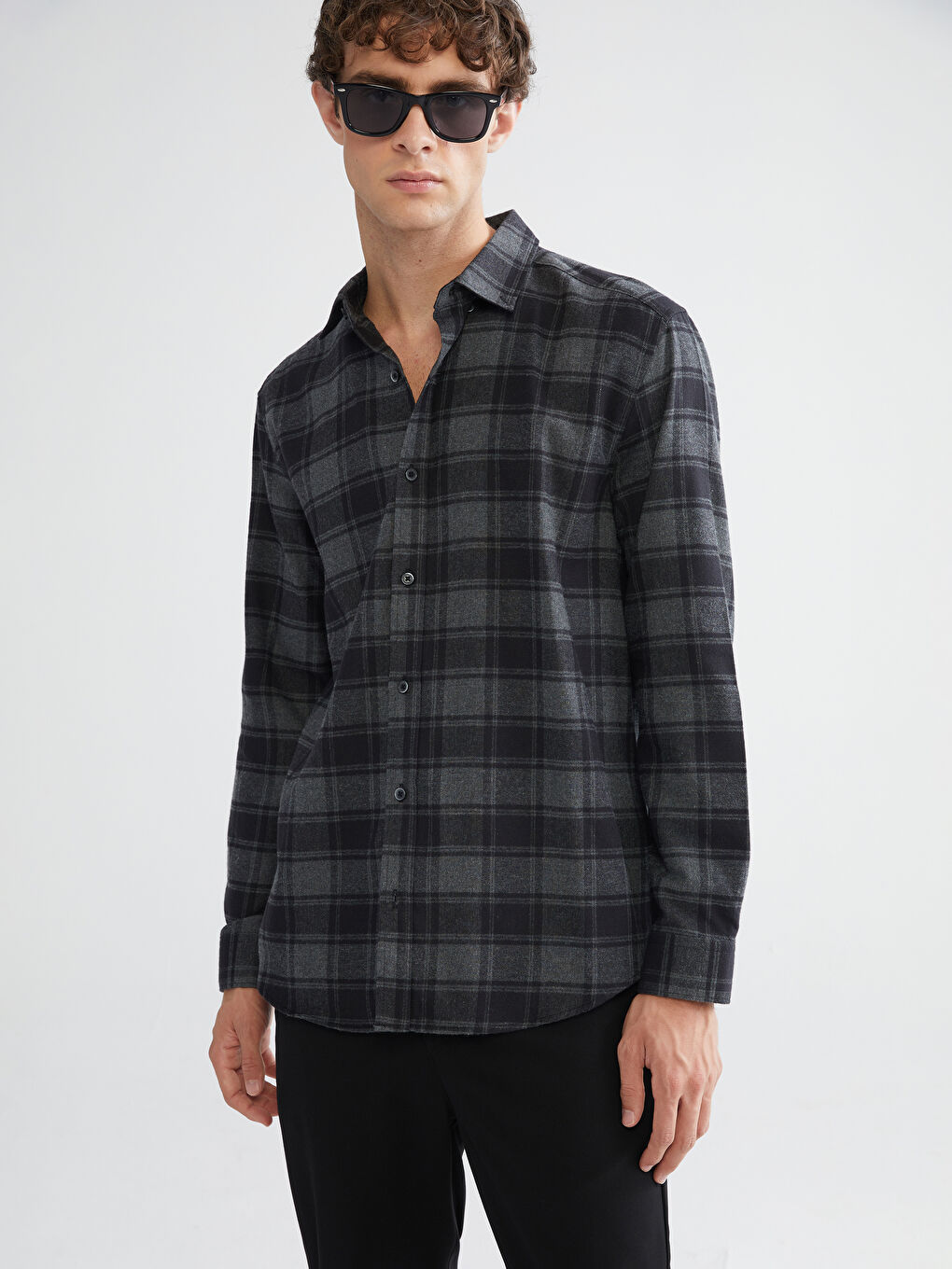 LCW Vision Regular Fit Long Sleeve Plaid Men's Flannel Shirt -W5CP87Z8-LKN