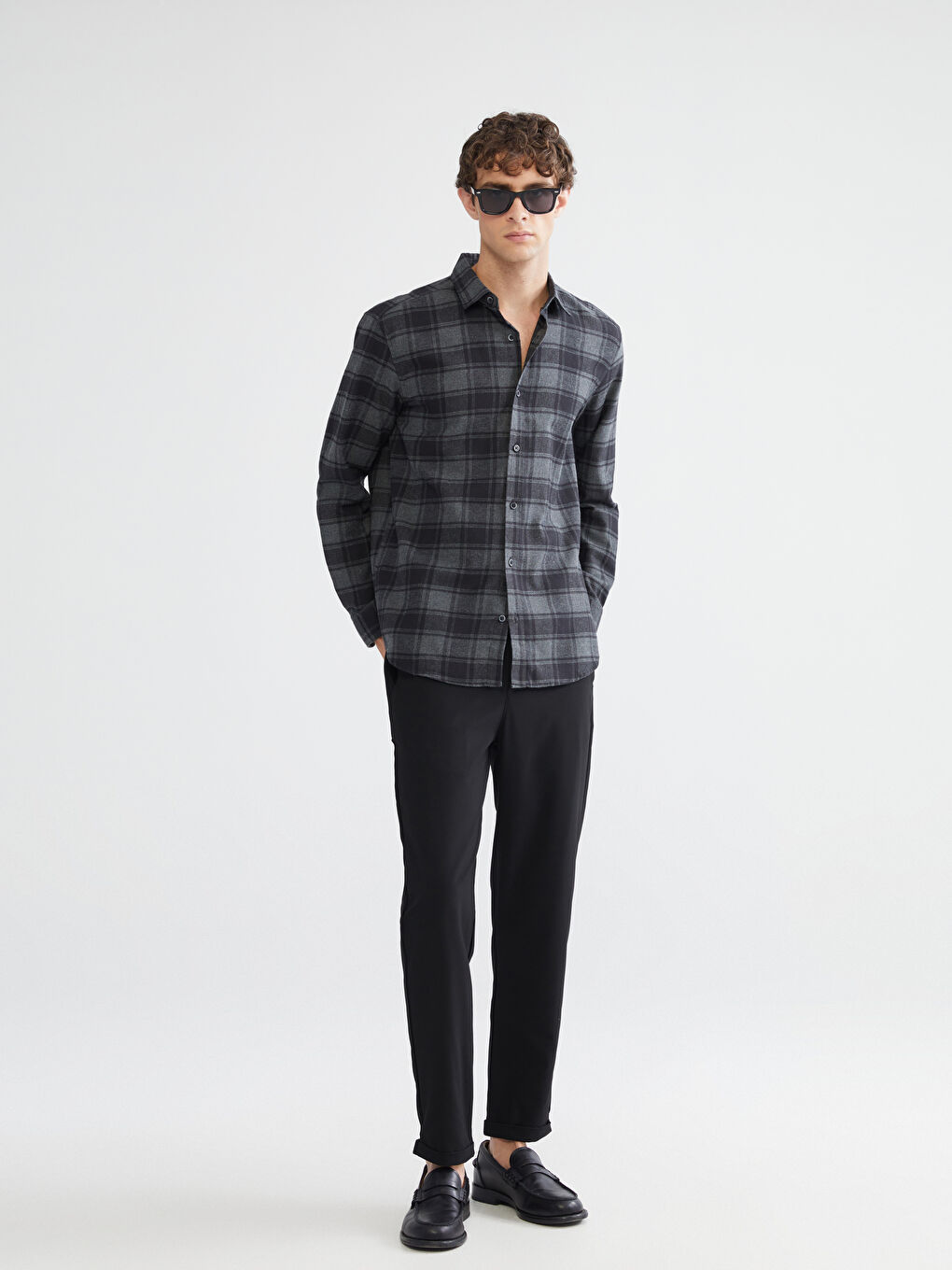 LCW Vision Regular Fit Long Sleeve Plaid Men's Flannel Shirt -W5CP87Z8-LKN