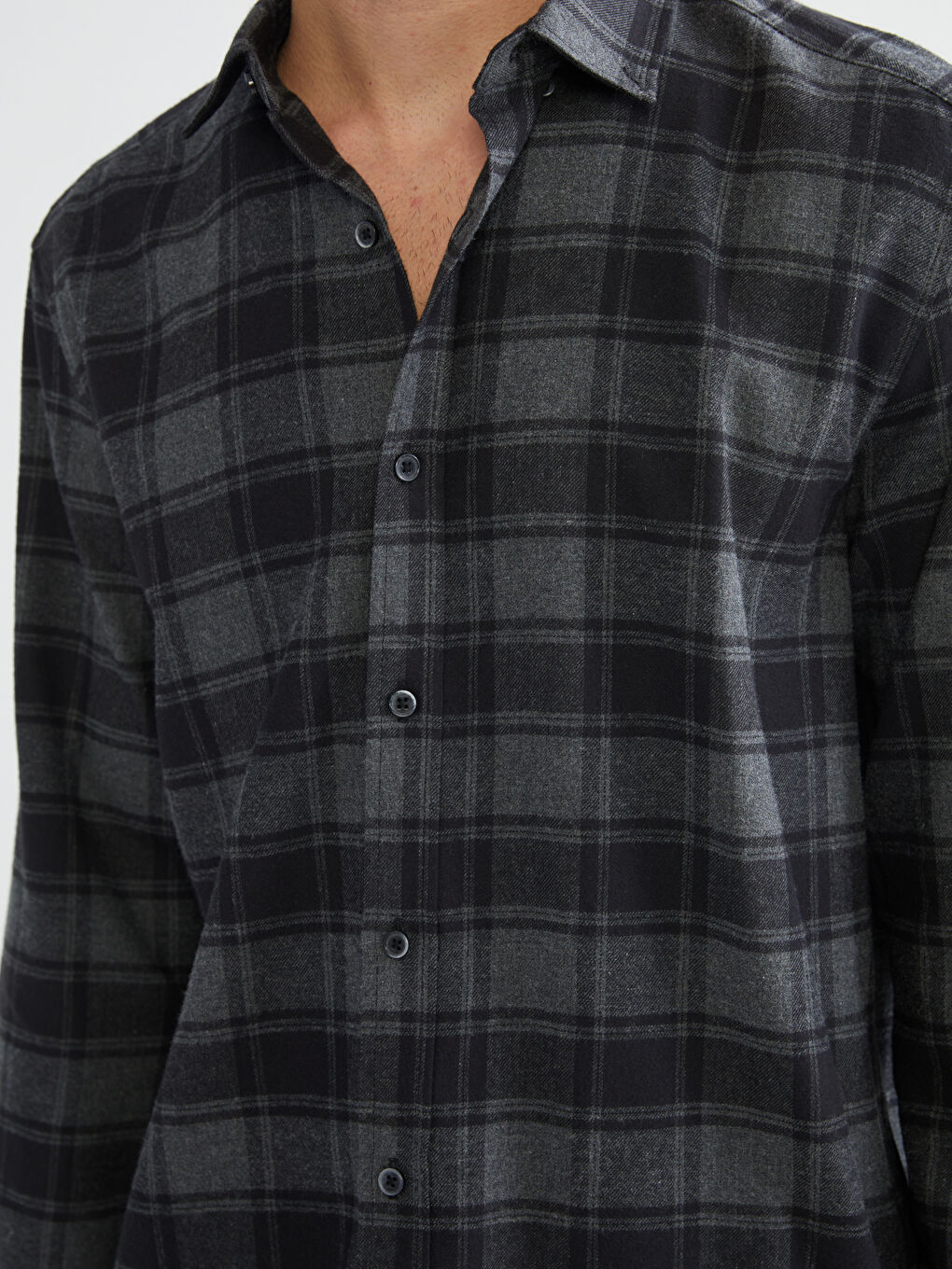 LCW Vision Regular Fit Long Sleeve Plaid Men's Flannel Shirt -W5CP87Z8-LKN