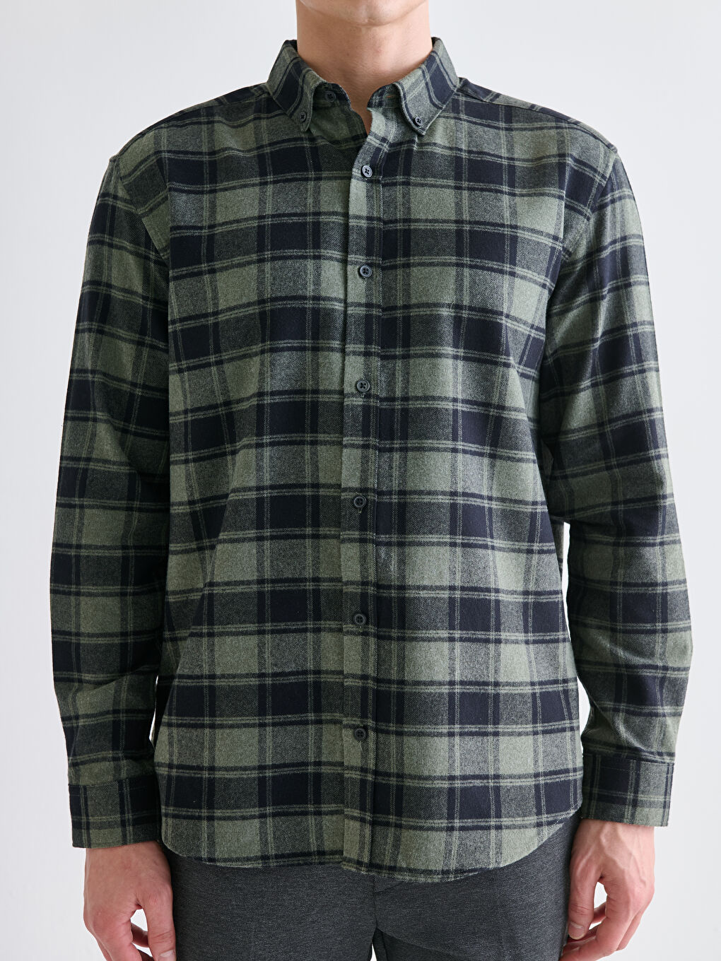 LCW Vision Regular Fit Long Sleeve Plaid Men's Flannel Shirt -W5CP87Z8-LMU