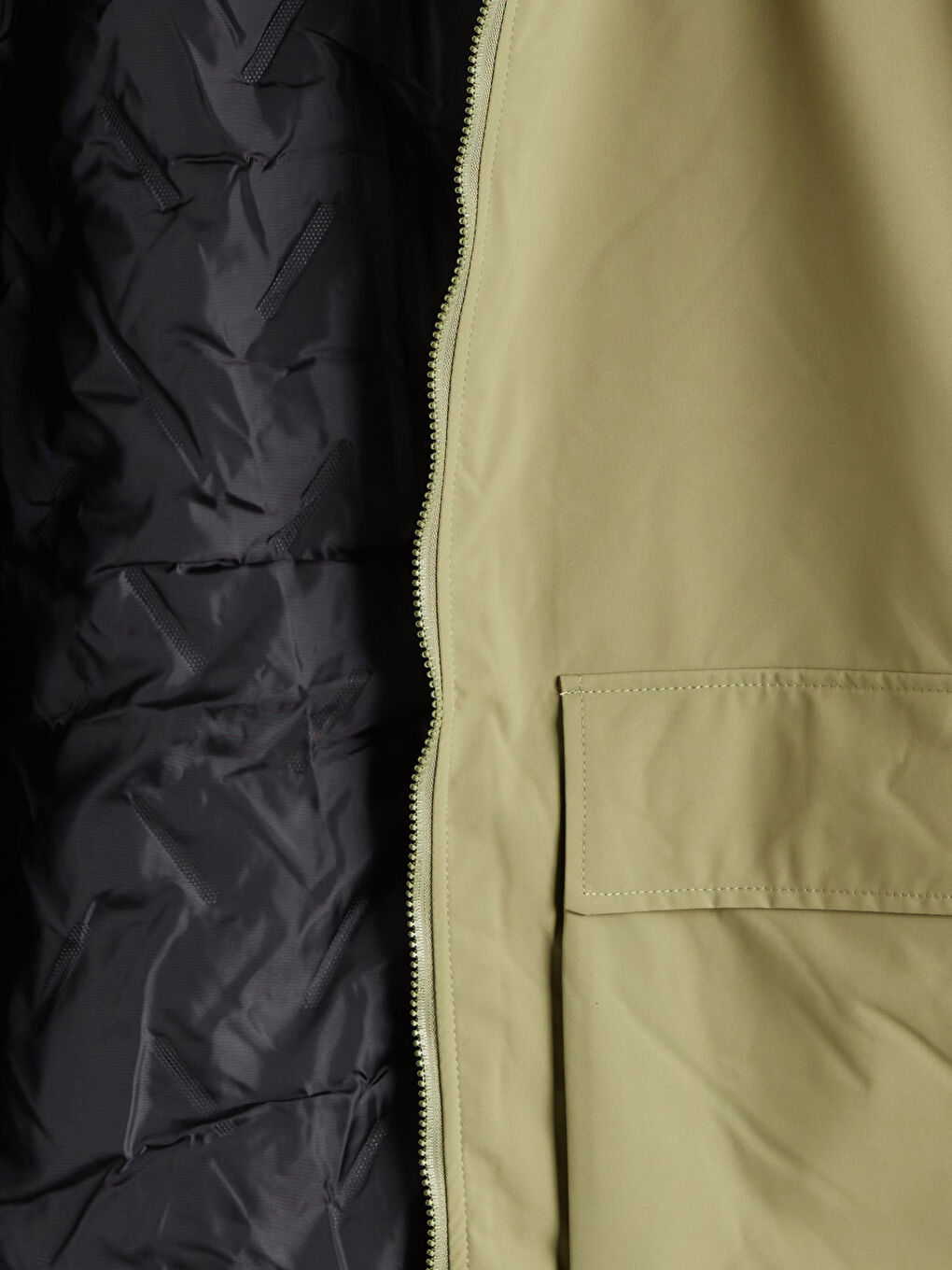 Yeşil Bol Kalıp Kapüşonlu Kalın Erkek Şişme Mont-6