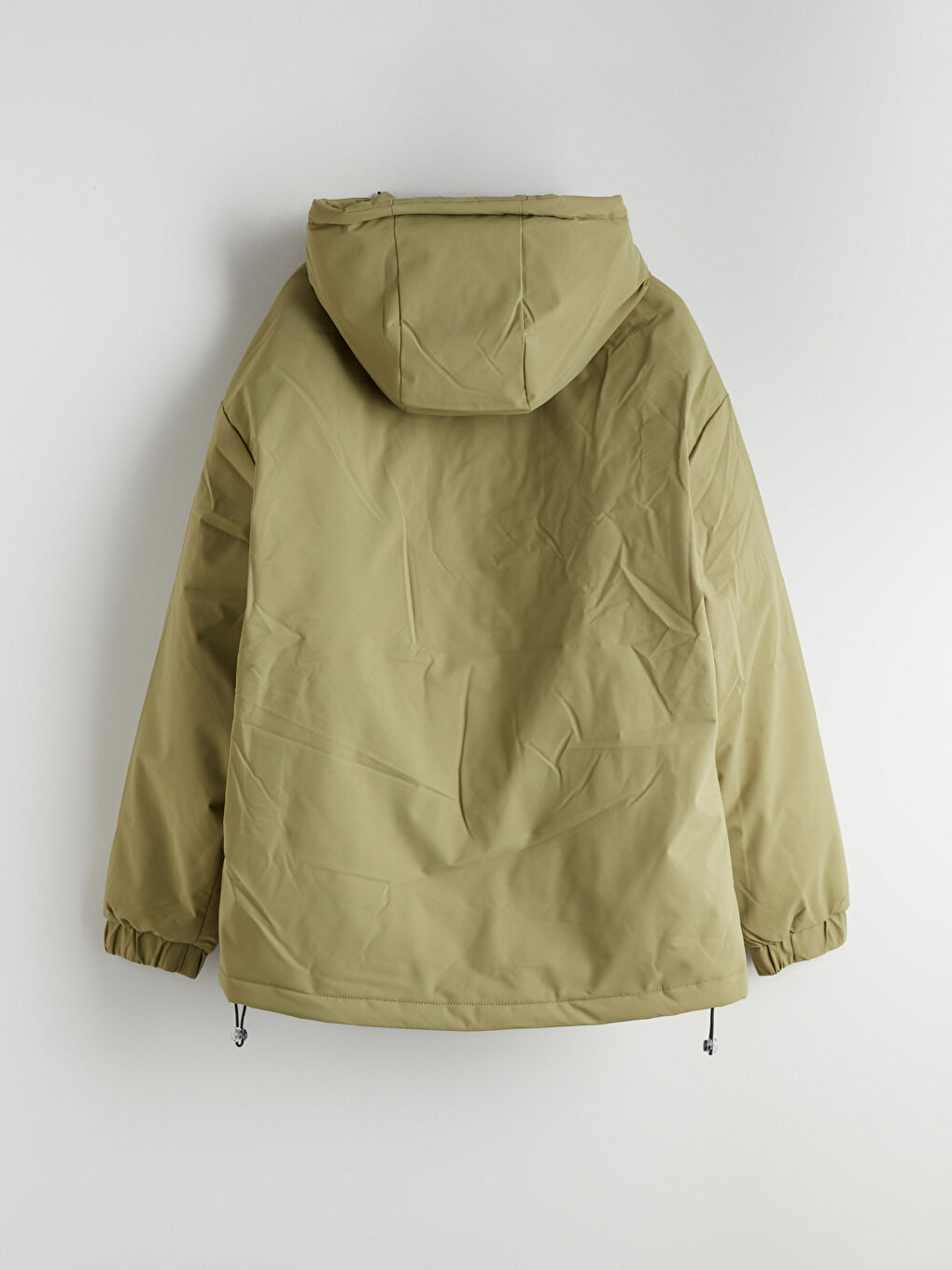 Yeşil Bol Kalıp Kapüşonlu Kalın Erkek Şişme Mont-7