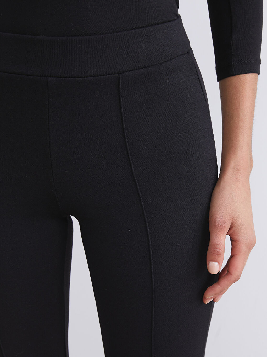 بنطلون ليجن بخصر مرن وأرجل إسبانية للسيدات-2