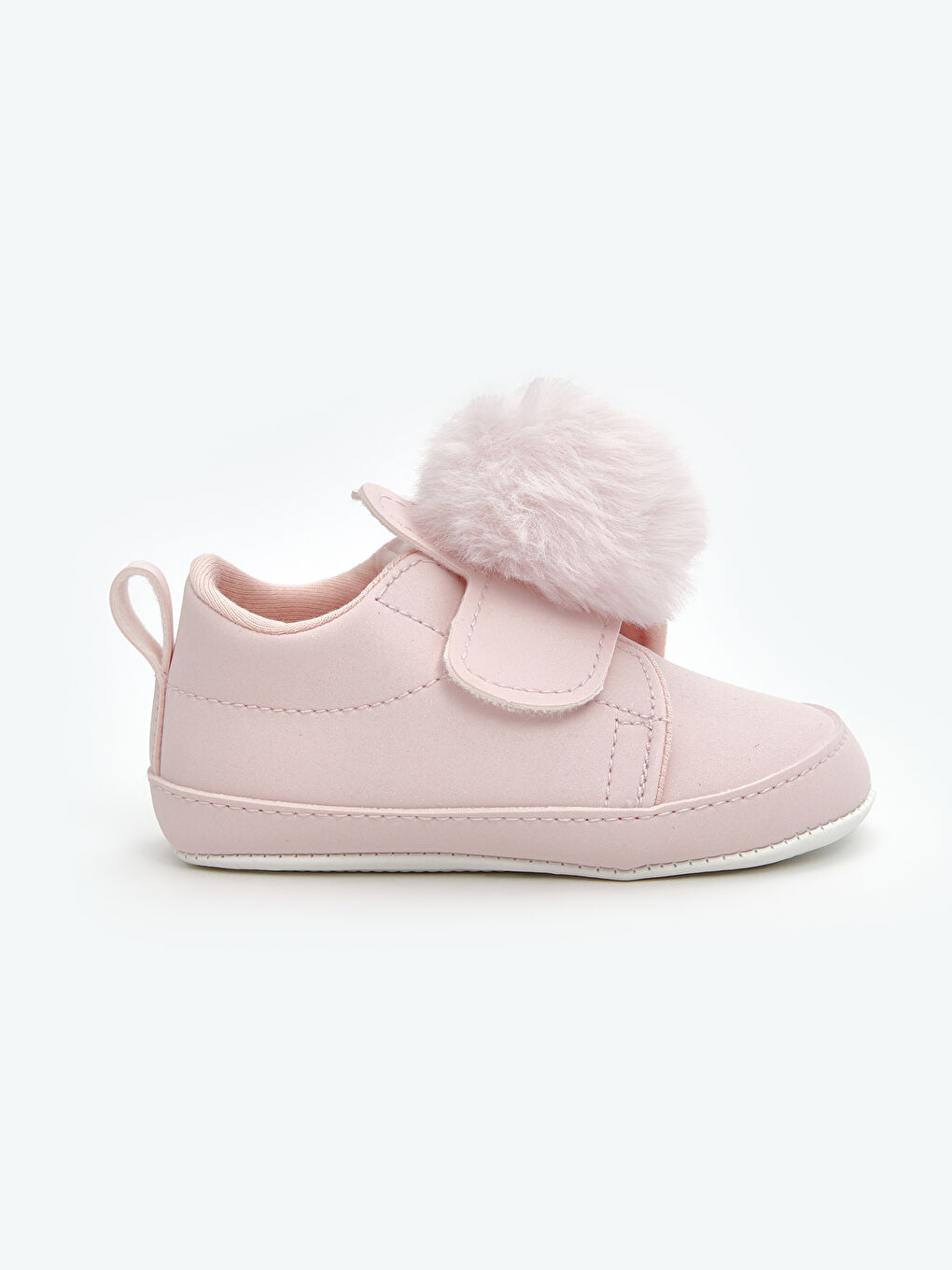 Pembe Ponpon Detaylı Kız Bebek Yürüme Öncesi Ayakkabısı-1