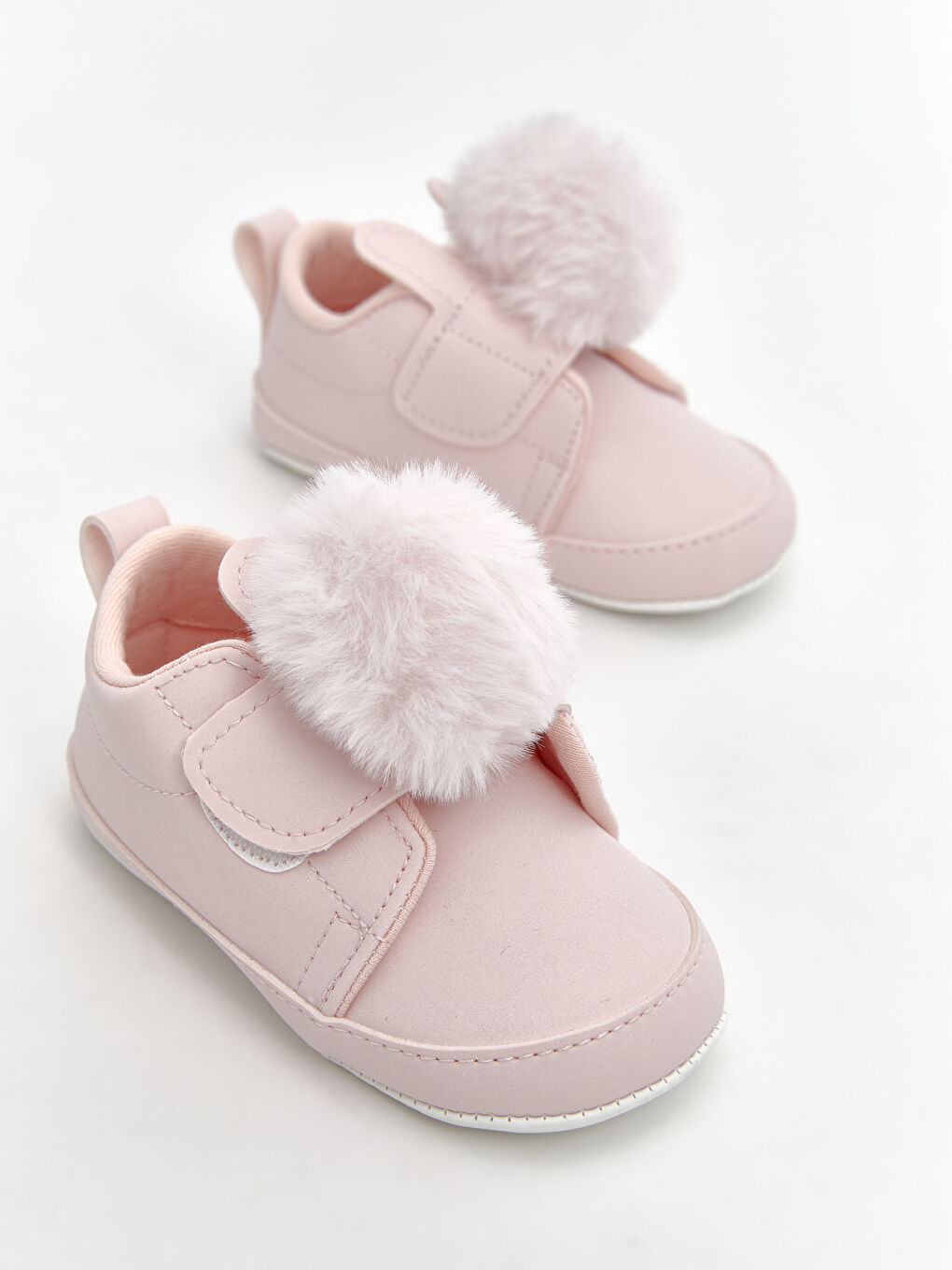 Pembe Ponpon Detaylı Kız Bebek Yürüme Öncesi Ayakkabısı-2